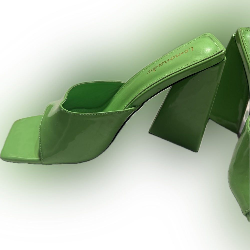 Lemonade Vibrant Green Patent Triangle Heeled Sandals - Sz 9 - Picture 3 of 6